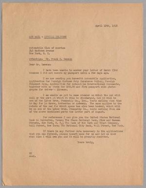 [Letter from Daniel W. Kempner to Frank E. Dawson, April 12, 1948]