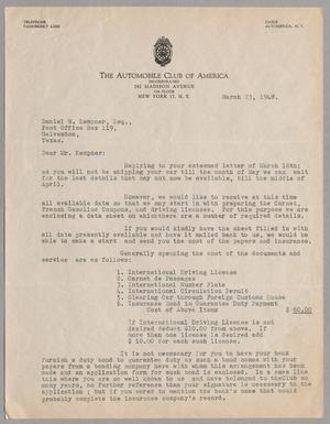 [Letter from Frank E. Dawson to Daniel W. Kempner, March 23, 1948]