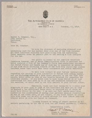 [Letter from Frank E. Dawson to Daniel W. Kempner, January 15, 1948]