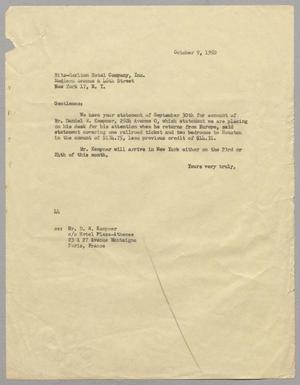 [Letter from A. H. Blackshear Jr. to the Ritz-Carlton Hotel, October 9, 1950]