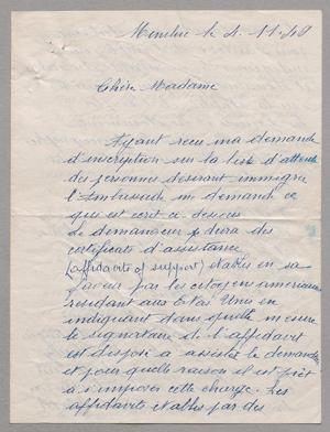 Primary view of object titled '[Letter from Emilie Huby to Jeane Bertig Kempner, November 4, 1949]'.