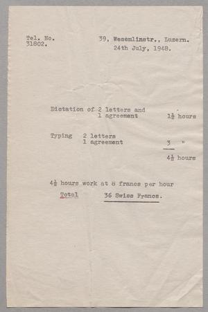 [Receipt for Dictation and Typing, July 24, 1948]