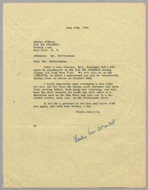 [Letter from Daniel W. Kempner to French Line, July 24, 1950]