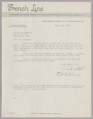 [Letter from French Line to Daniel W. Kempner, May 11, 1950]