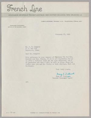 [Letter from French Line to Daniel W. Kempner, February 17, 1950]