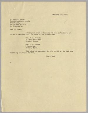 [Letter from Daniel W. Kempner to Jean E. Vesco, February 7, 1950]