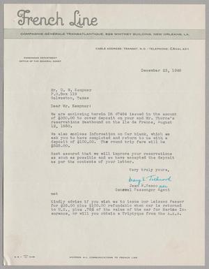 [Letter from French Line to Daniel W. Kempner, December 23, 1949]