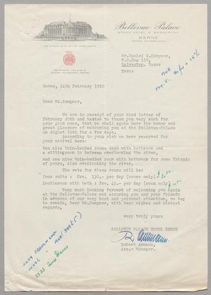 [Letter from Robert Ammann to Daniel W. Kempner, February 24, 1950]