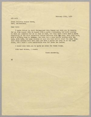 [Letter from Daniel W. Kempner to Bellevue Palace, February 20, 1950]