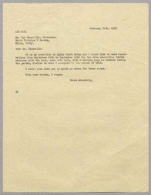 [Letter from Daniel W. Kempner to Ugo Simonelli, February 20, 1950]