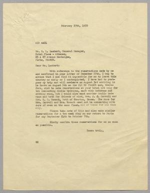 [Letter from Daniel W. Kempner to R. L. Lambert, February 20, 1950]