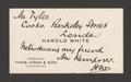 Text: [Annotated Business Card for Harold White of Thos. Cook & Son Incorpo…