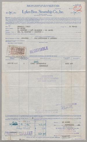 [Invoice for Item Shipped by H. Kempner, September 1948]