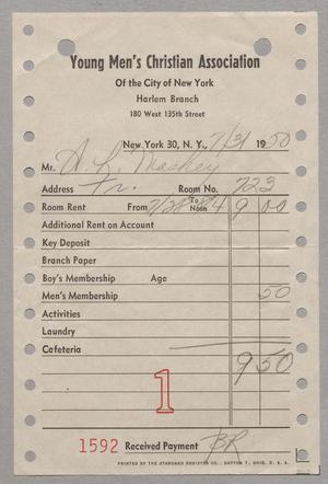 [Invoice for Room Rent Ad Membership, July 1950]