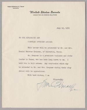 [Letter from Tom Connally, July 19, 1950]