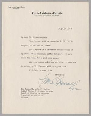[Letter from Tom Connally to John J. McCloy, July 19, 1950]