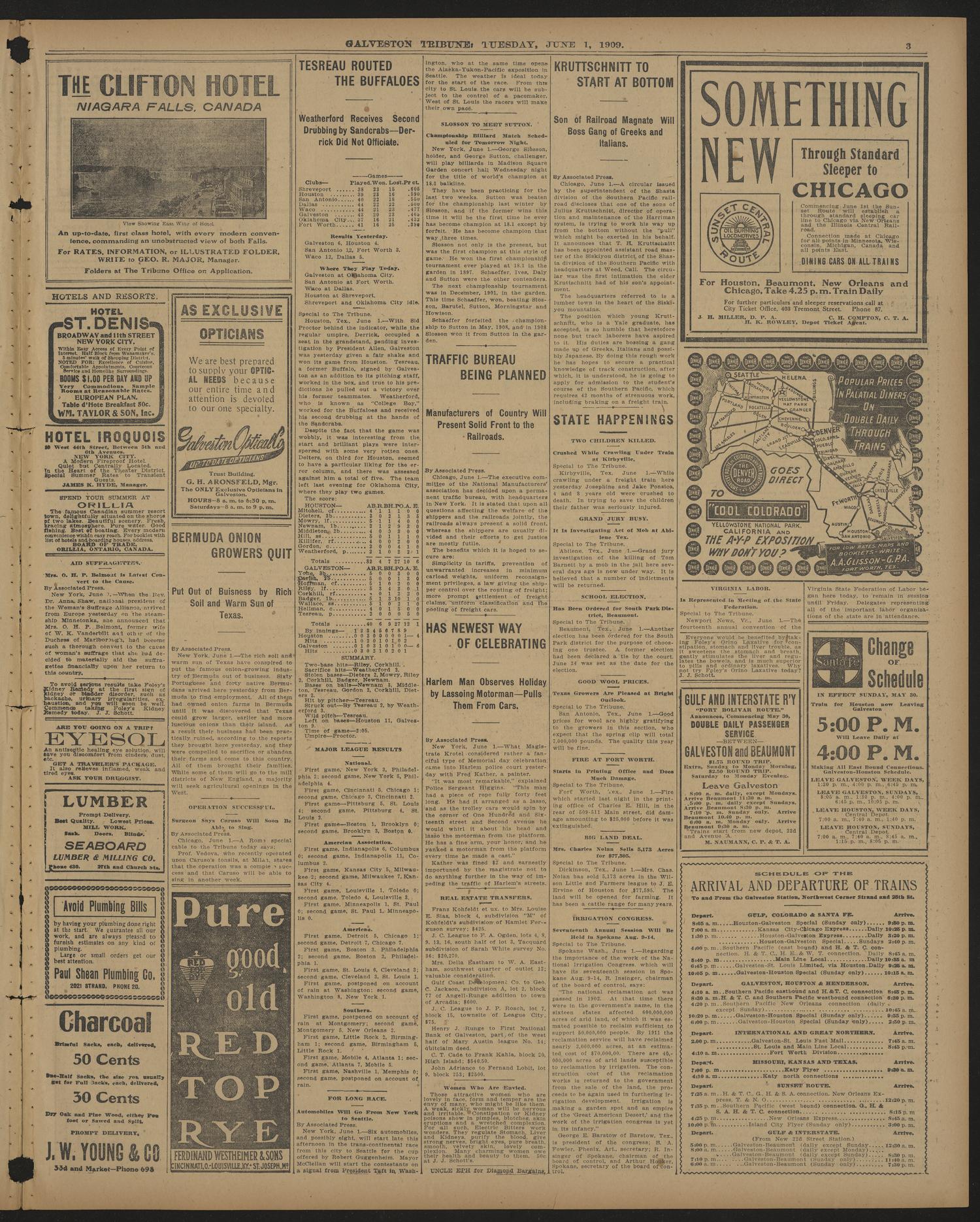 Galveston Tribune. (Galveston, Tex.), Vol. 29, No. 160, Ed. 1 Tuesday, June 1, 1909
                                                
                                                    [Sequence #]: 3 of 8
                                                