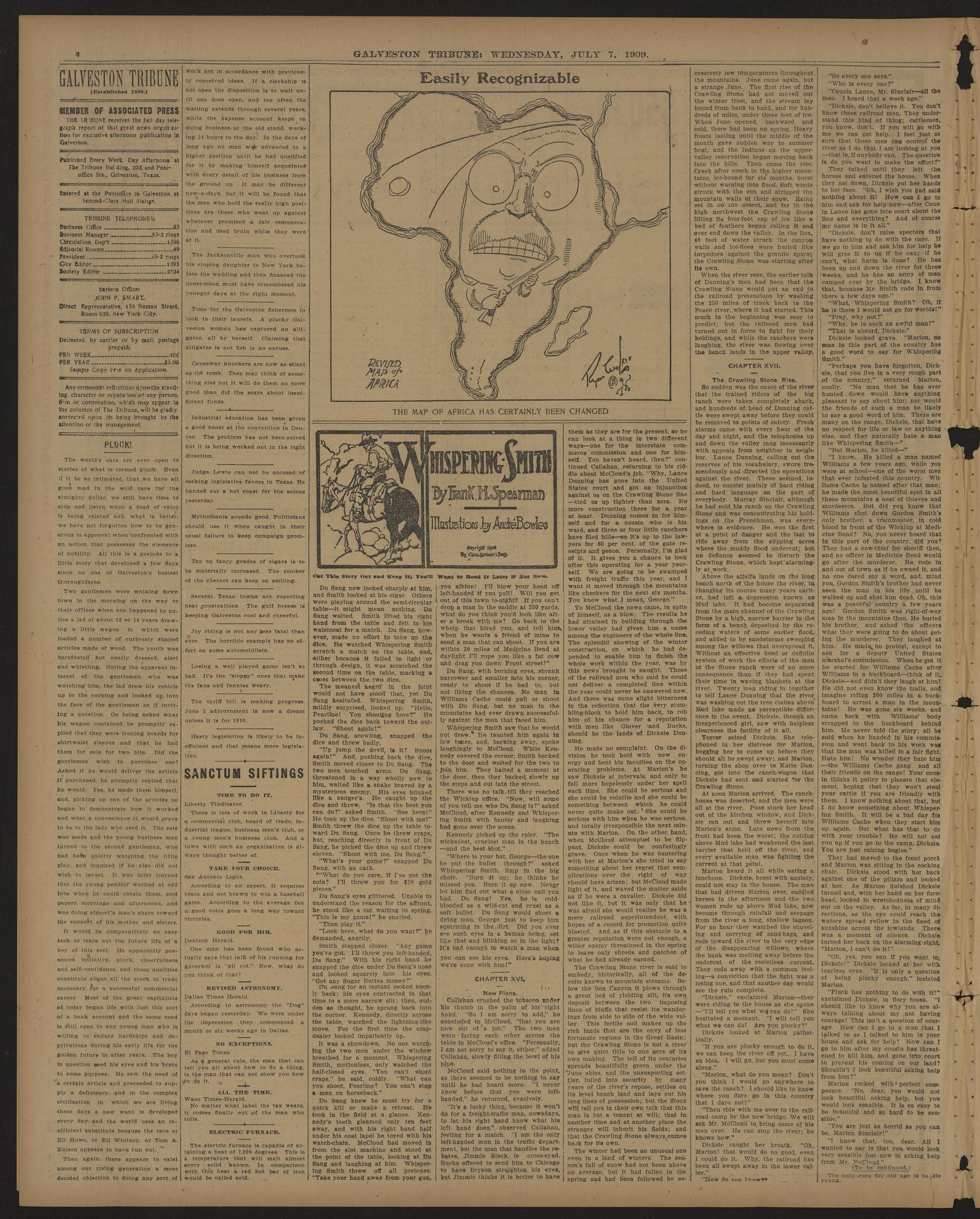Galveston Tribune. (Galveston, Tex.), Vol. 29, No. 191, Ed. 1 Wednesday, July 7, 1909
                                                
                                                    [Sequence #]: 4 of 8
                                                