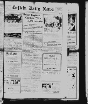 Primary view of object titled 'Lufkin Daily News (Lufkin, Tex.), Vol. 3, No. 292, Ed. 1 Wednesday, October 9, 1918'.
