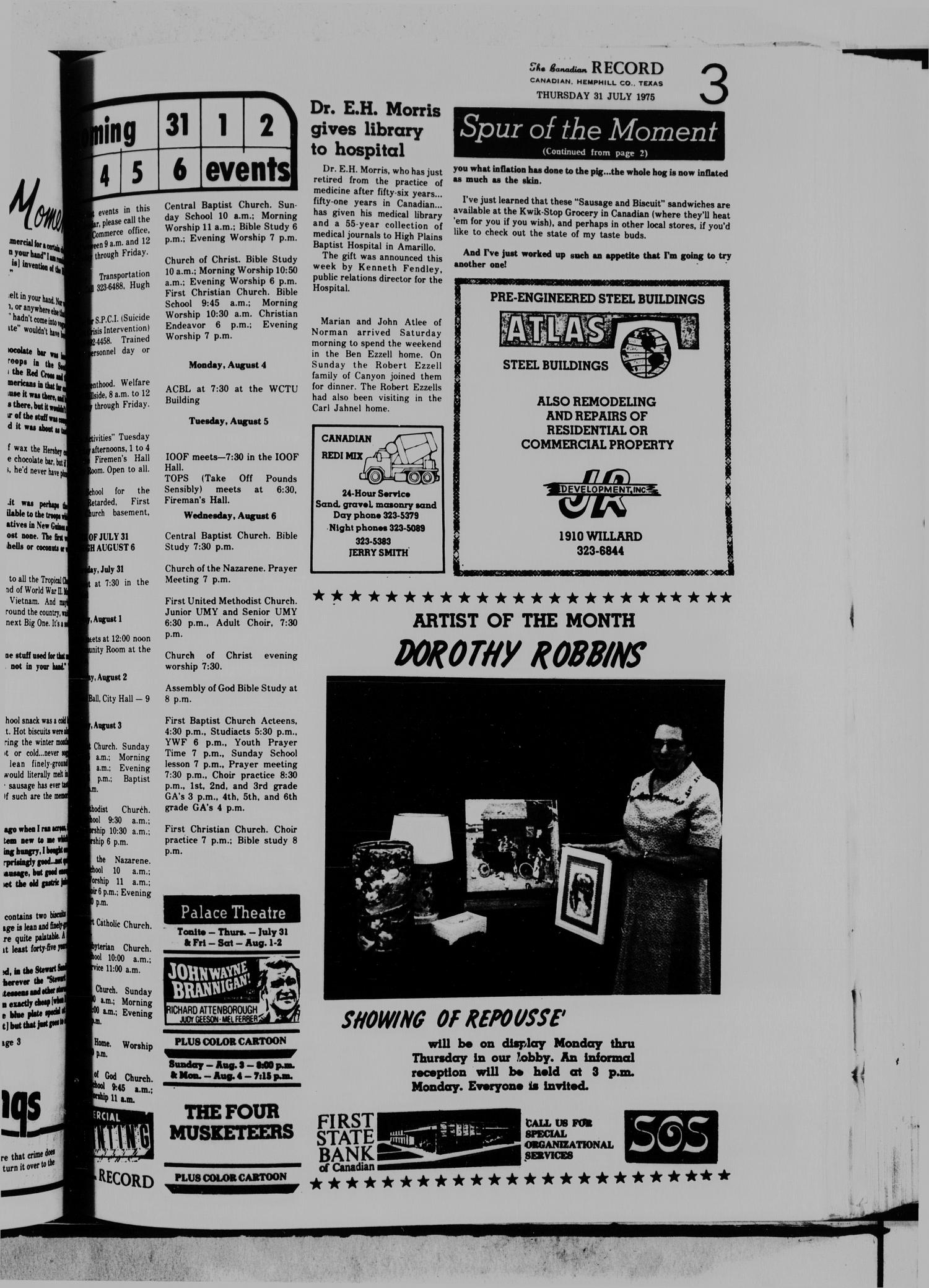 The Canadian Record (Canadian, Tex.), Vol. 86, No. 31, Ed. 1 Thursday, July 31, 1975
                                                
                                                    [Sequence #]: 3 of 22
                                                