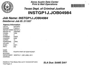 Primary view of object titled 'Texas Inmate Monthly Report: June 2019, Part 4'.