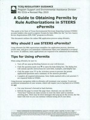 A Guide to Obtaining Permits in Rule Authorizations in STEERS ePermits