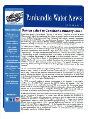 Panhandle Water News, October 2020