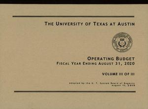 University of Texas at Austin Operating Budget: 2020, Volume 3