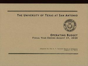 Primary view of object titled 'University of Texas at San Antonio Operating Budget: 2020'.