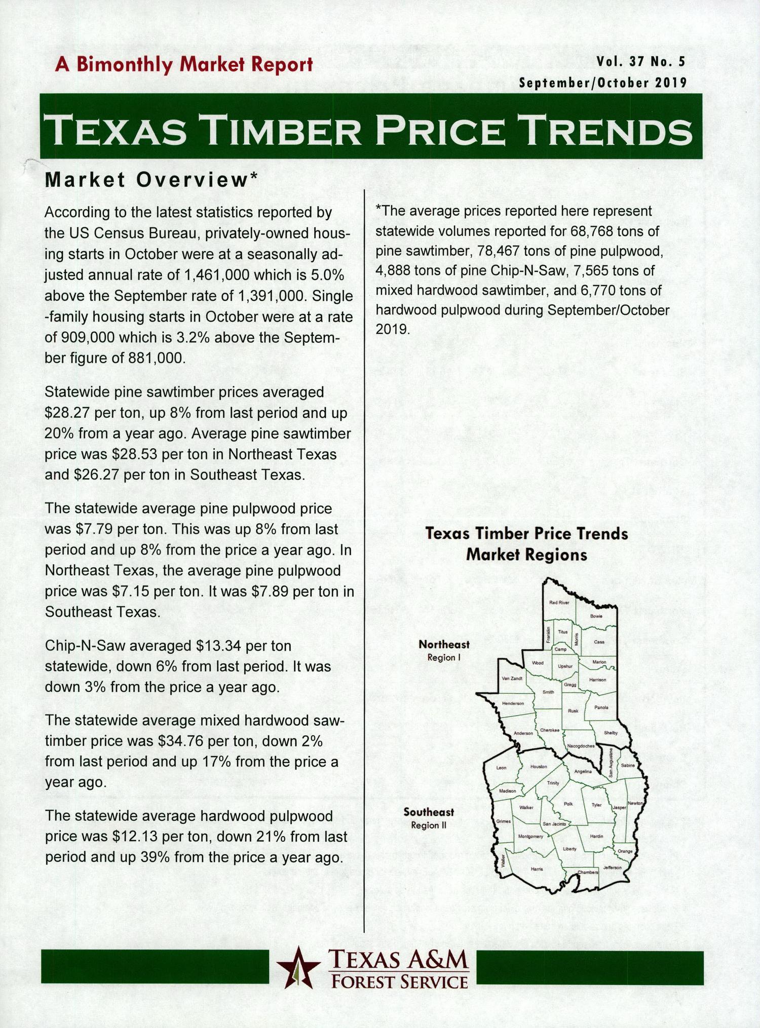 Texas Timber Price Trends, Volume 37, Number 5, September/October 2019
                                                
                                                    FRONT COVER
                                                