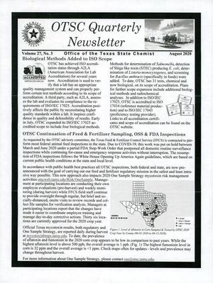 Primary view of object titled 'OTSC Quarterly Newsletter, Volume 27, Number 3, August 2020'.