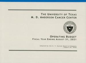 Primary view of object titled 'University of Texas M. D. Anderson Cancer Center Operating Budget: 2021'.