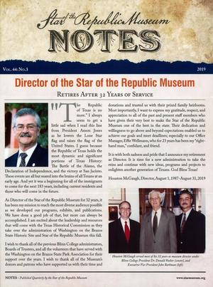 Star of the Republic Museum Notes, Volume 44, Number 3, 2019