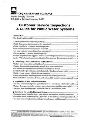 Primary view of object titled 'Customer Service Inspections: A Guide for Public Water Systems'.