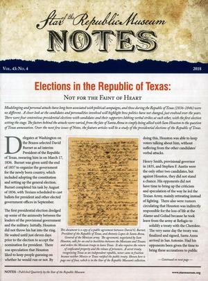 Star of the Republic Museum Notes, Volume 43, Number 4, 2018
