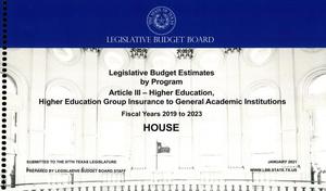 Texas House Legislative Budget Estimates by Program: Fiscal Years 2019 to 2023, Article III