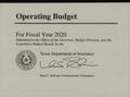 Primary view of Texas Department of Insurance Operating Budget: 2020