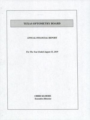 Texas Optometry Board Annual Financial Report: 2019