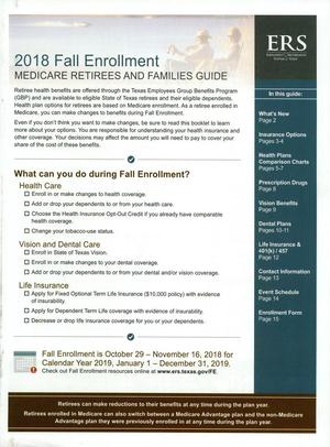 Primary view of object titled '2018 Fall Enrollment: Medicare Retirees and Families Guide'.