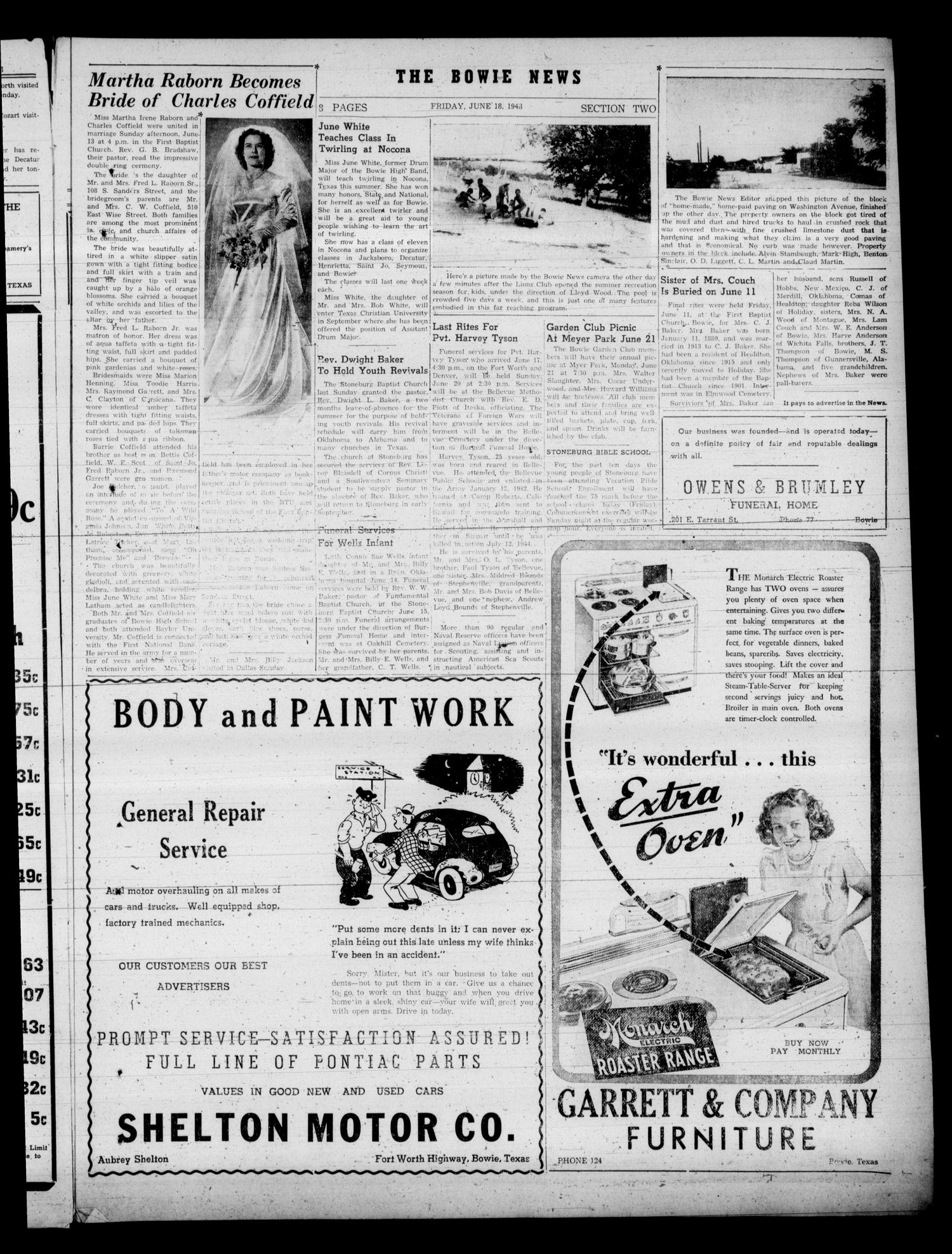 The Bowie News (Bowie, Tex.), Vol. 27, No. 15, Ed. 1 Friday, June 18, 1948
                                                
                                                    [Sequence #]: 9 of 16
                                                