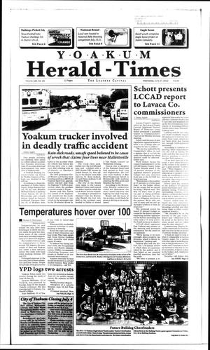 Primary view of object titled 'Yoakum Herald-Times (Yoakum, Tex.), Vol. 120, No. 26, Ed. 1 Wednesday, June 27, 2012'.