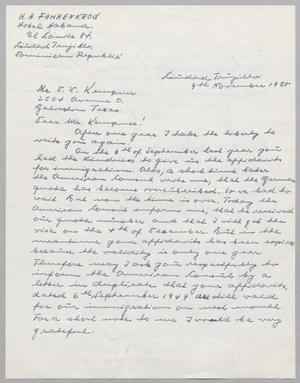 [Handwritten Letter from Heinrich A. Fahrenkrog to Daniel W. Kempner, November 9, 1950]