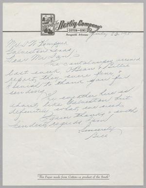 [Handwritten Letter from William L. Gatz to Daniel W. Kempner, July 23, 1951]