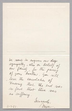 [Handwritten Letter From Inge Honig to Jeane Bertig Kempner, November 7th, 1951]