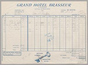[Invoice for Balance Due to Grand Hotel Brasseur, June 1941]