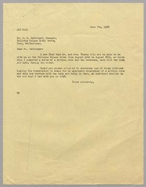 [Letter from Daniel W. Kempner to A. M. Hamburger, June 7, 1950]