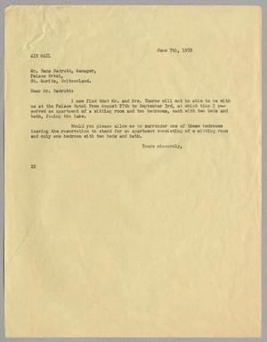 [Letter from Daniel W. Kempner to Hans Badrutt, June 7, 1950]