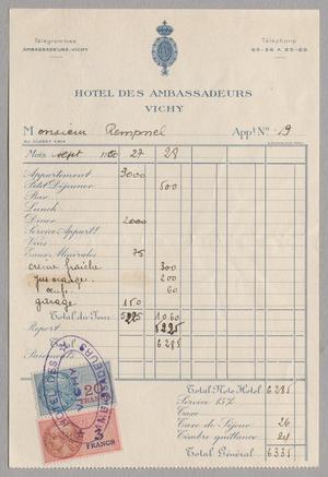 [Invoice for Hotel Charges, September 1950]