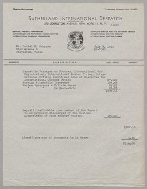 [Invoice for Charges for Service, July 1952]
