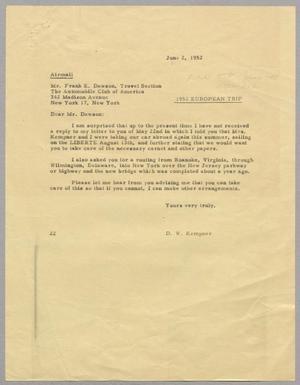 [Letter from Daniel W. Kempner to Mr. Frank E. Dawson, June 2, 1952]